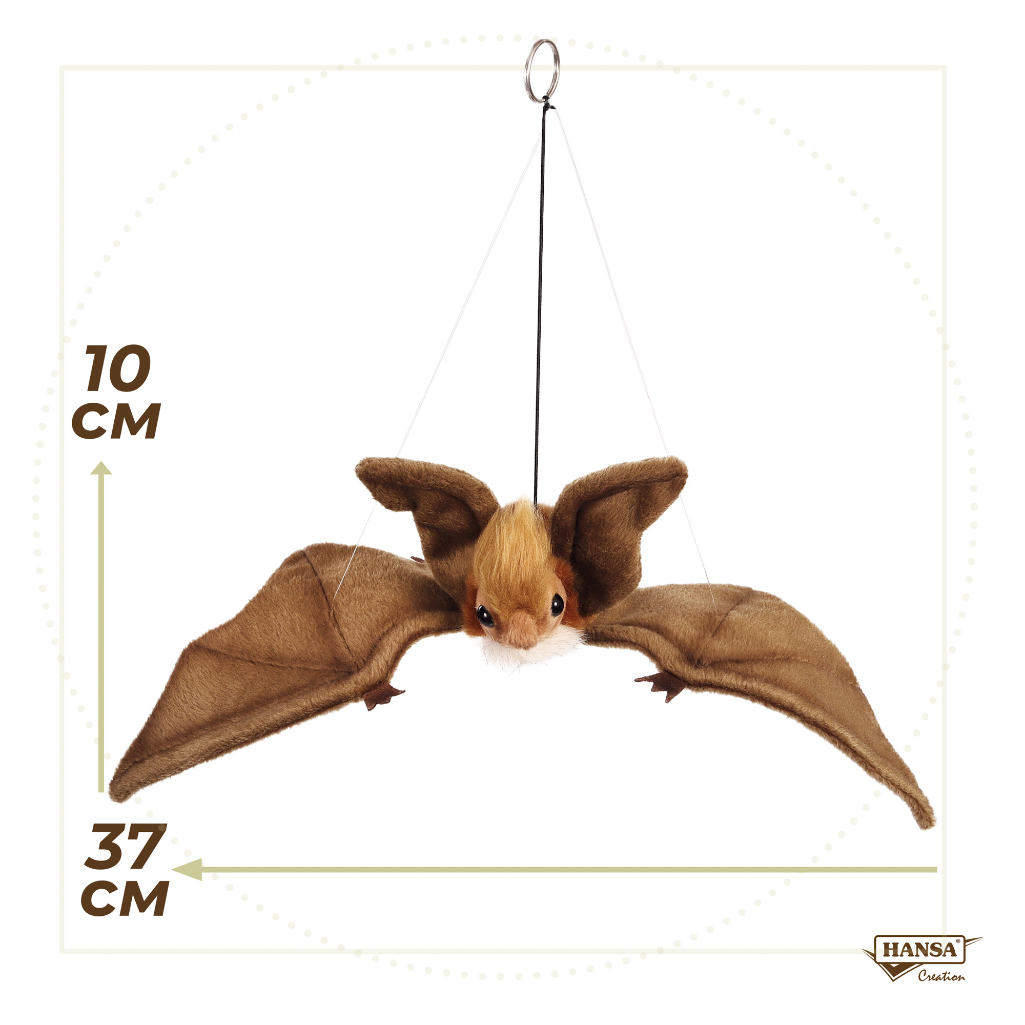 3064м мышь летучая, коричневая, 37 см