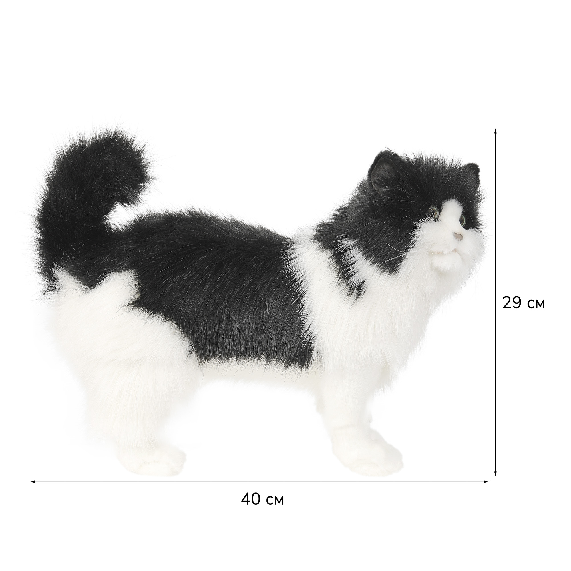 4221 кошка, чёрно-белая, 40 см